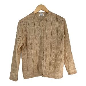 Vintage 60’s Miss Holly Pointelle Cardigan 
Vintage Size L (see measurements)
